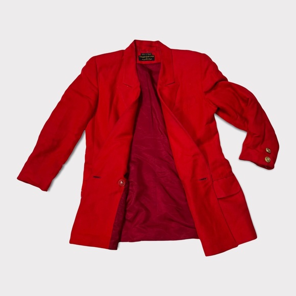 Vintage Red Linen Skirt & Blazer Suit - Picture 5 of 16